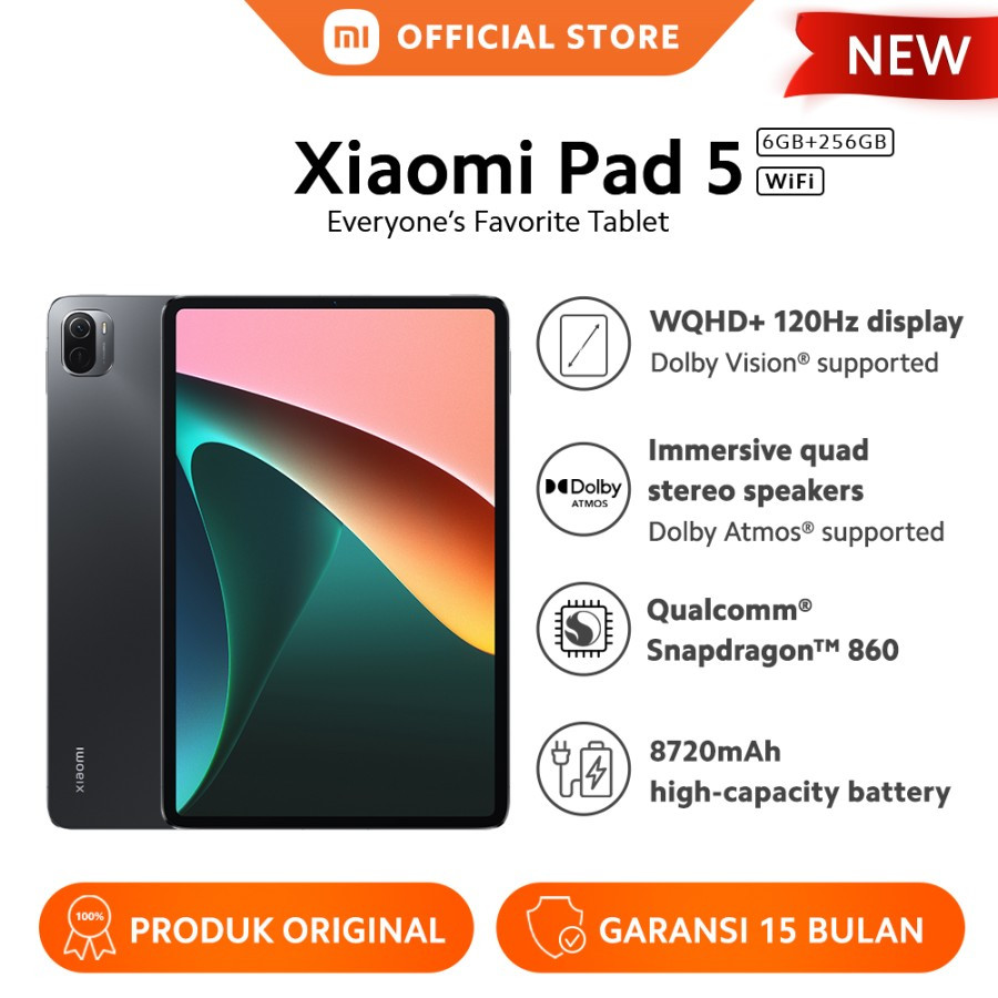 Xiaomi Official Xiaomi Pad 5 (WIFI) 6/256GB Smart Tablet - Cosmic Gray