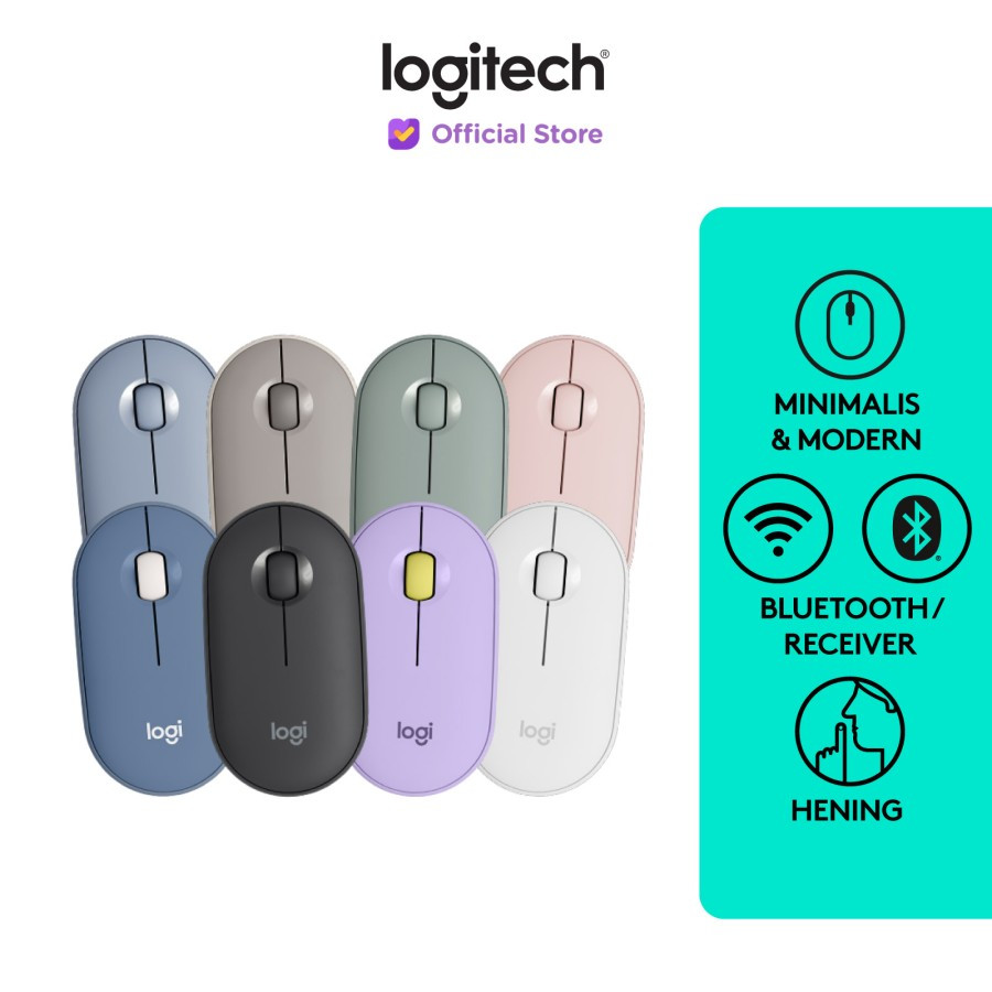 Logitech Pebble M350 Mouse Wireless Bluetooth Slim Silent - Hitam