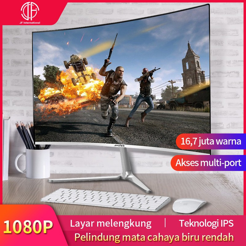 Monitor komputer dengan resolusi tinggi lengkung ultra-tipis 24 inch - 24 inch, layar datar