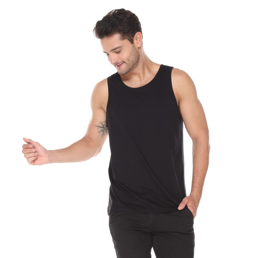 Singlet Pria Katun Bambu Aadeem/Lekbong Pria Katun Bambu/Singlet gym - Abu muda, M