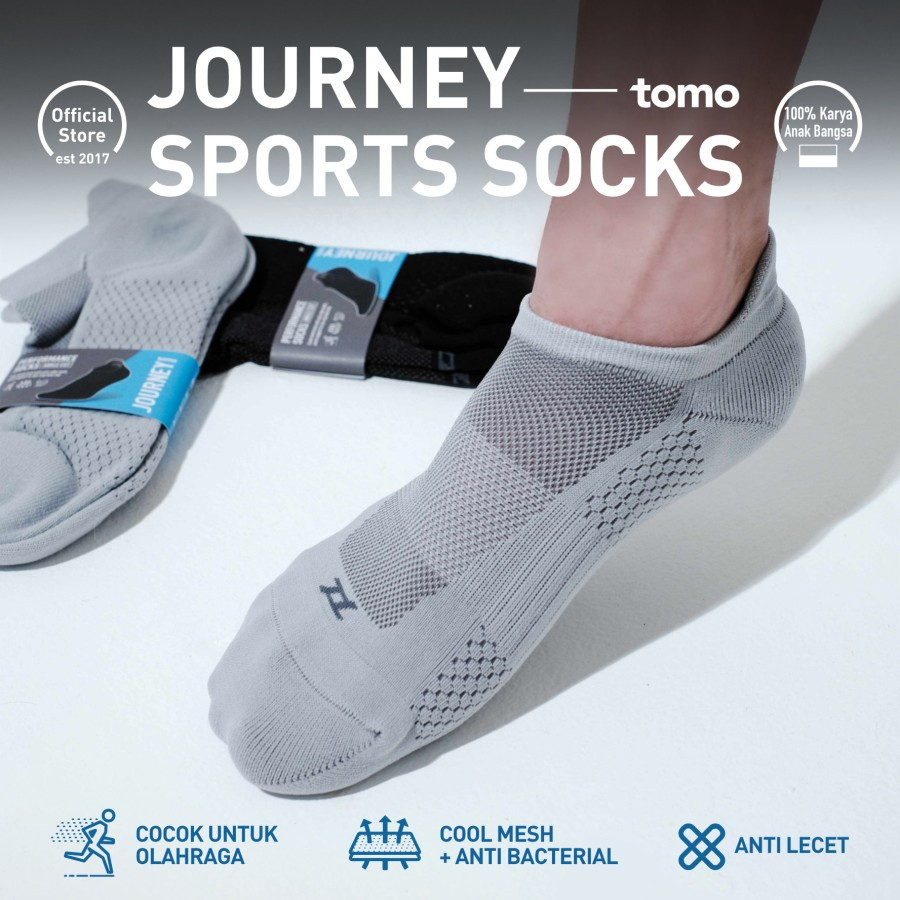 Tomo Journey Sports Ankle Socks - Grey - Small (36-39)