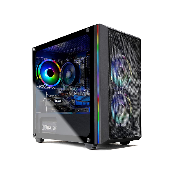 Mini Gaming Computer PC Desktop - AMD Ryzen 5 3600 3.6 GHz, GTX 1650 4G, 500G SSD, 8G 3000, RGB Fans