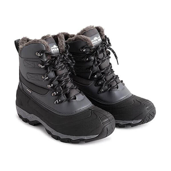 POLAR Mens Waterproof Outsole Deep Tread Fully Faux Fur Lined Winter Durable Snow Boots