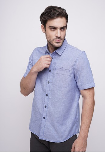 Kemeja Pria - Kemeja Lengan Pendek - Polos - Ungu - Slim Fit