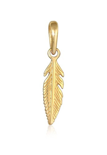 Perhiasan Wanita Perak Asli - Silver Liontin Feather Boho Look Gold Plated