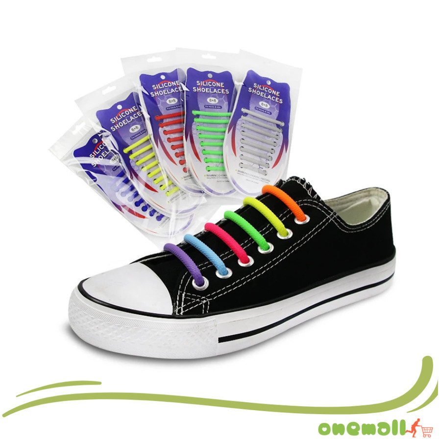 1 SET 16pc Tali Sepatu Silikon Karet / Tali Sepatu Elastis