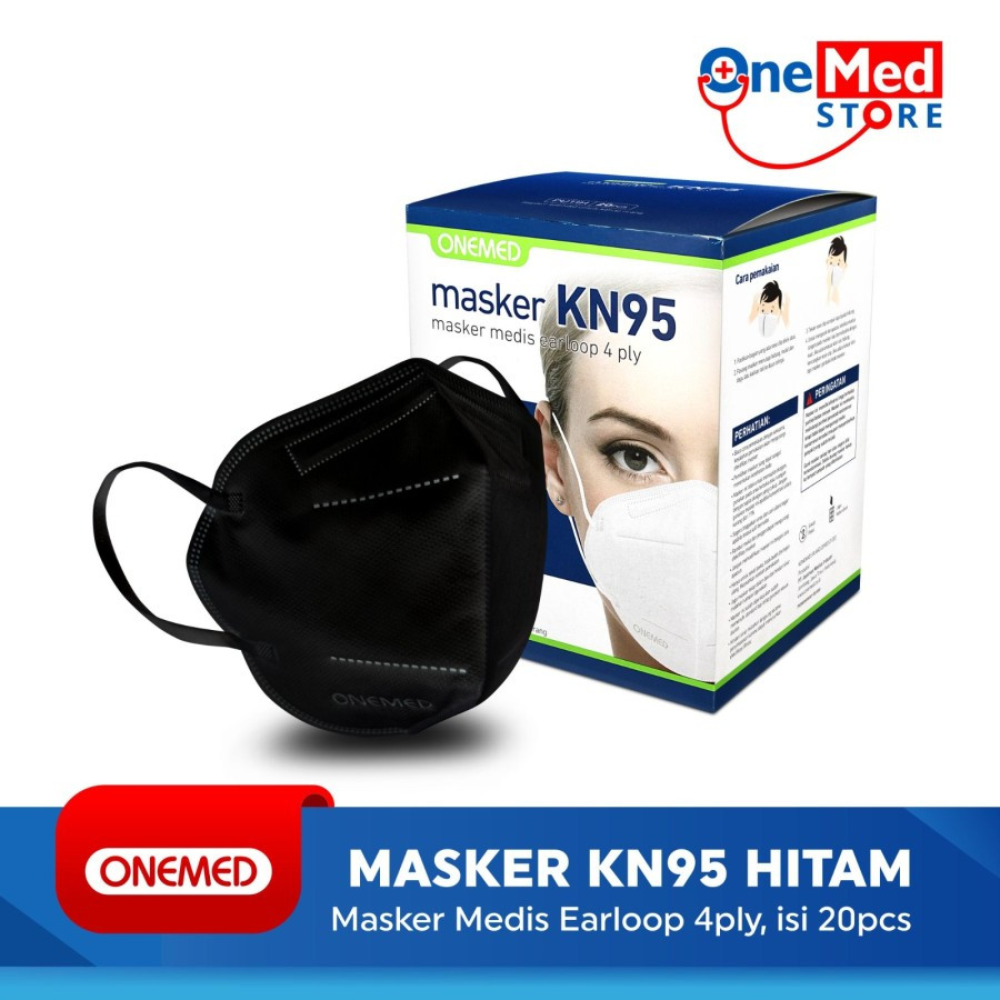 Masker Karet KN95 OneMed 4ply Black