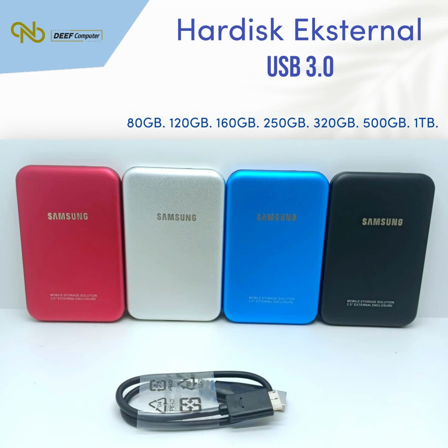 Hardisk Eksternal HDD External Samsung Usb 3.0 250 320 500GB 1TB - Biru, 250 GB