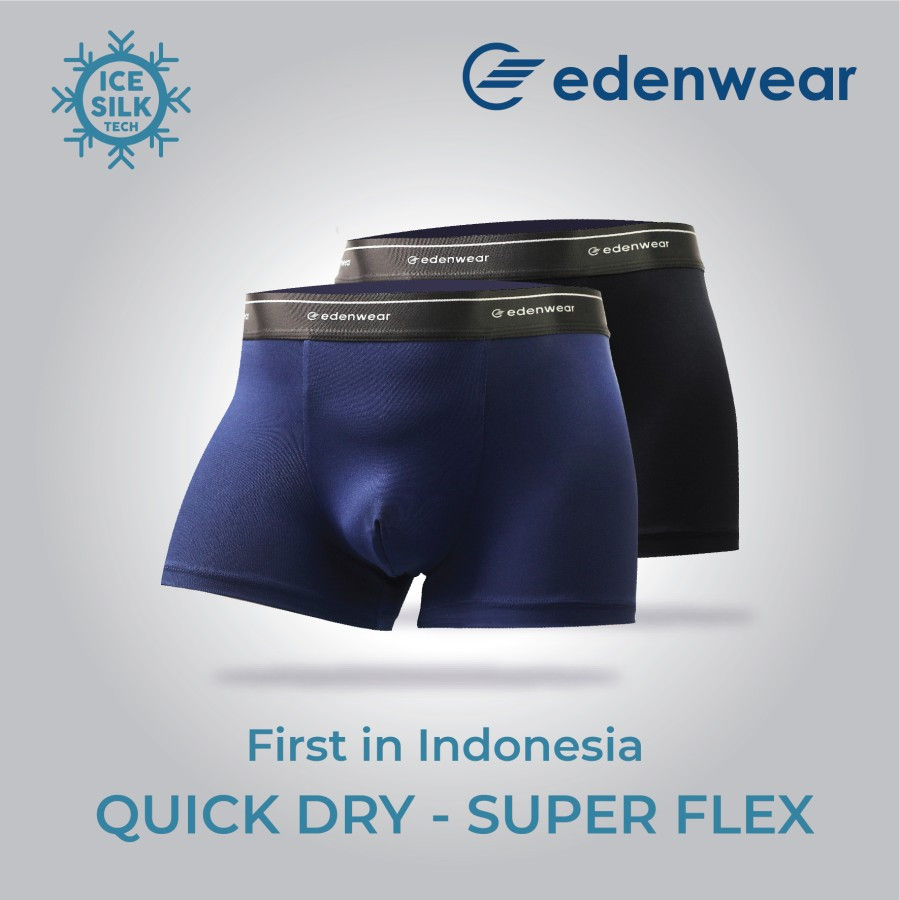 Celana Dalam Pria 2 PCS Underwear Boxer Ice Silk Edenwear Adams Series