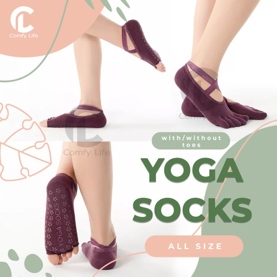 Kaos Kaki Yoga/Barre/Ballet/Pilates/Senam/Gym/Anti Slip Socks 5 Jari