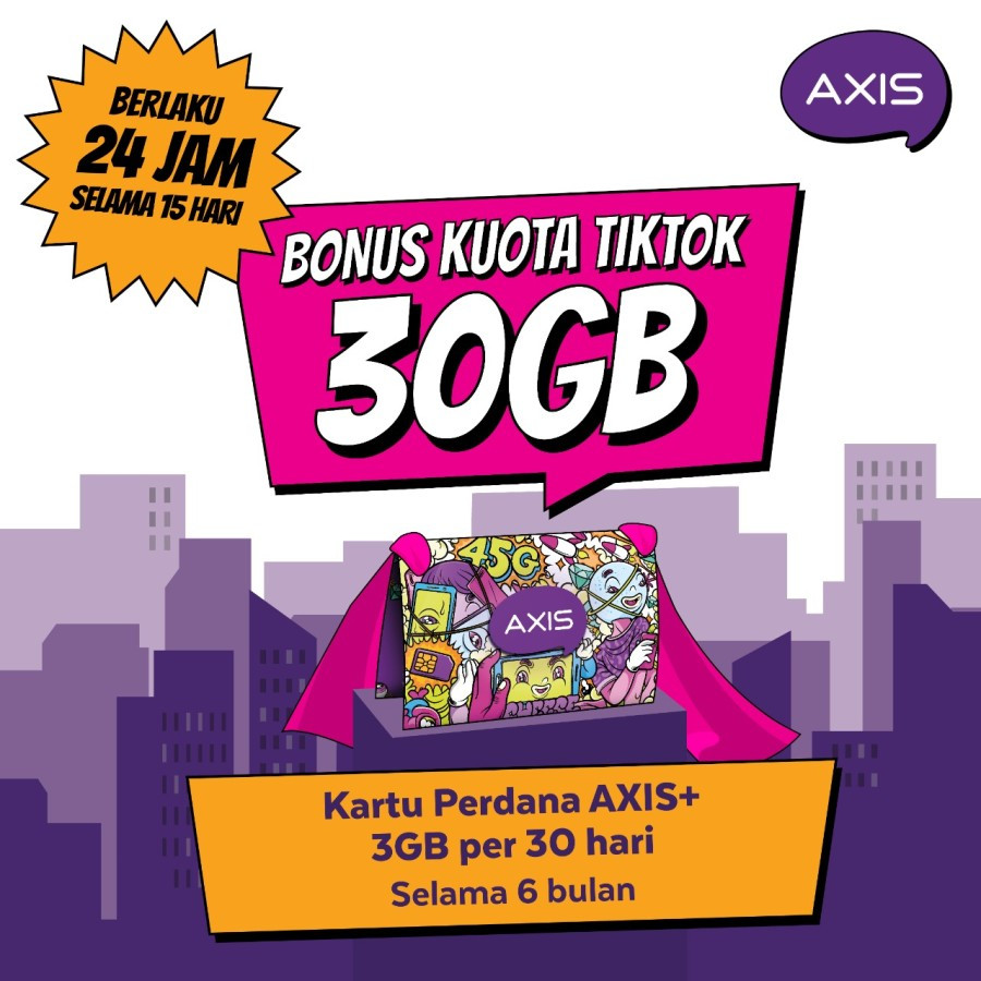Kartu Perdana Paket AXIS+ 24 Jam 3GB/ 30 Hari (6 Bulan)