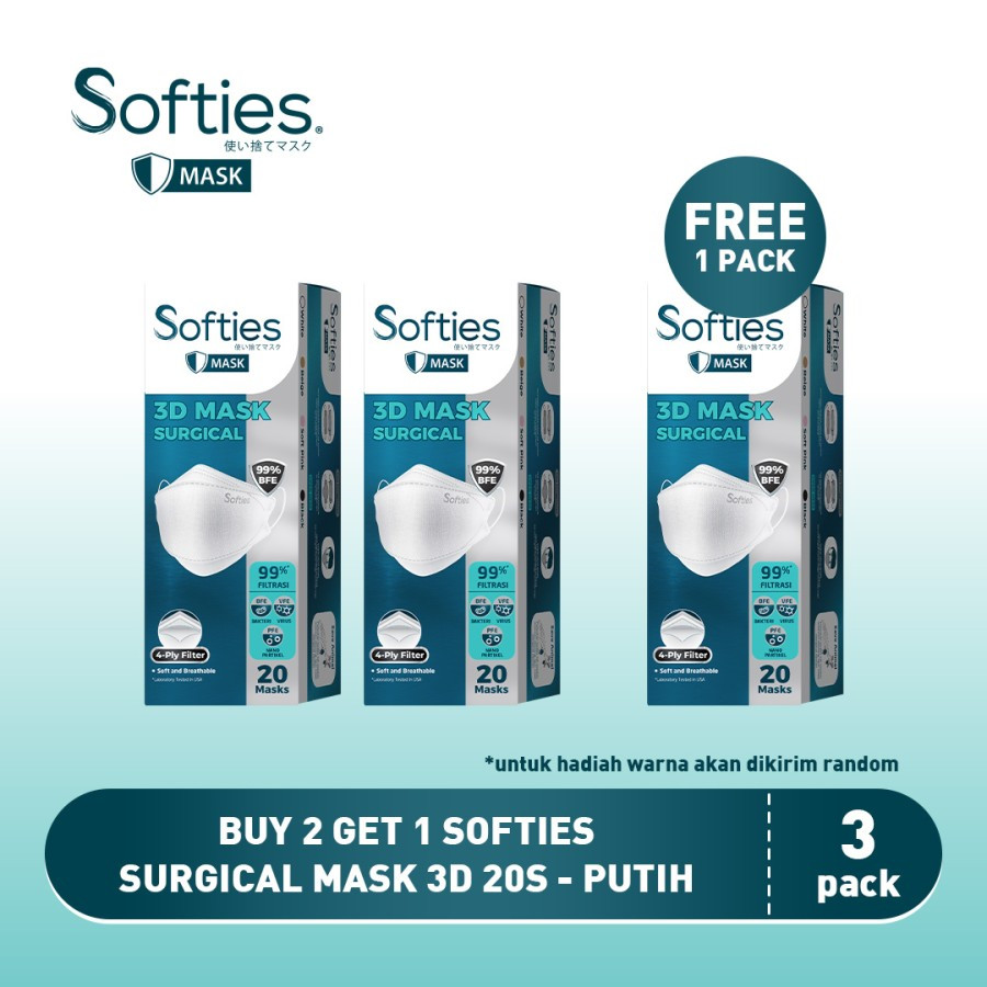 Buy 2 Get 1 Softies Surgical Mask 3D 20s