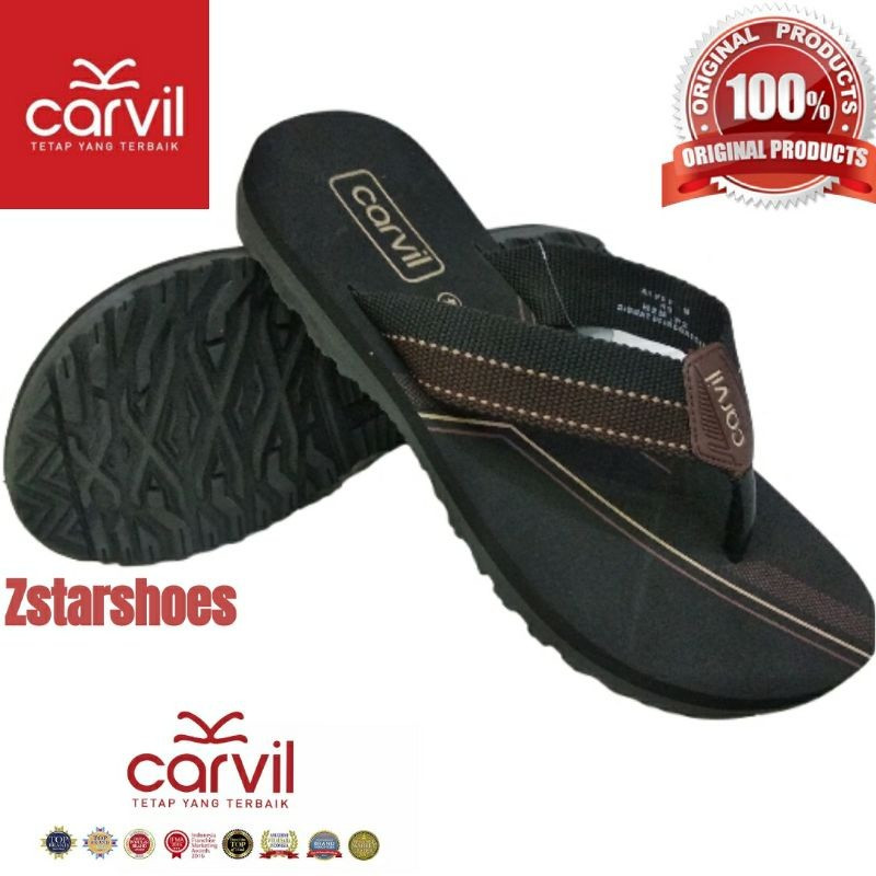 SENDAL JEPIT CARVIL PRIA ORIGINAL TERMURAH - hitam/coklat,