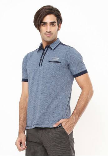 Slim Fit - Polo Shirt - Aksen Ring Warna Hitam - Abu